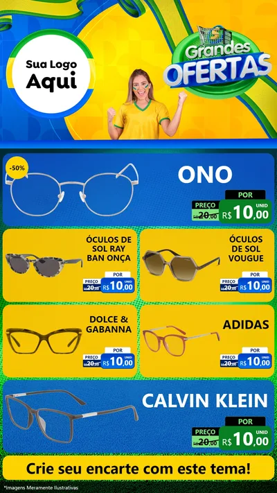 Modelo de TV para TV Vertical com o tema Grandes Ofertas para Óticas