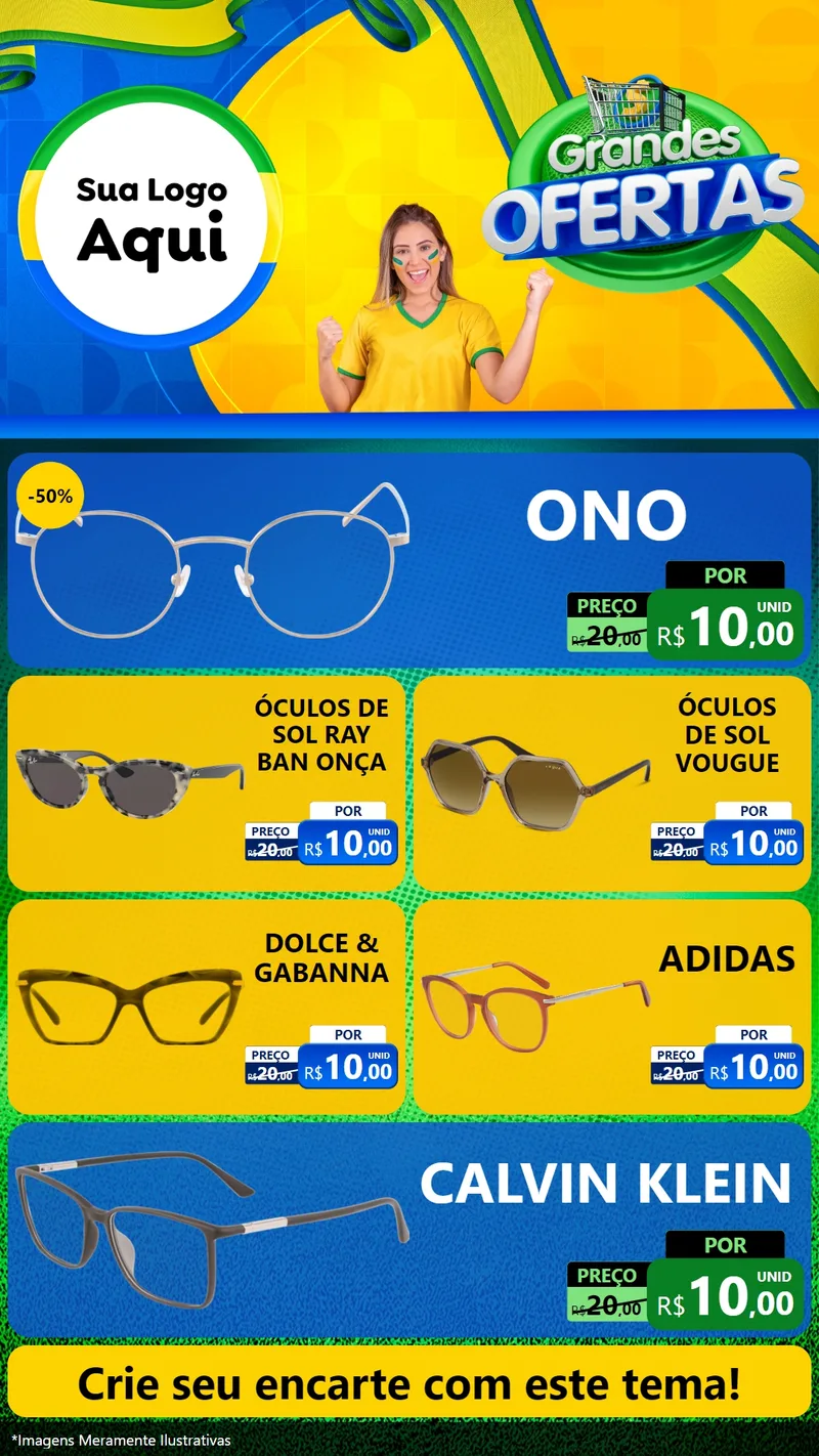 Modelo de TV para TV Vertical com o tema Grandes Ofertas para Óticas
