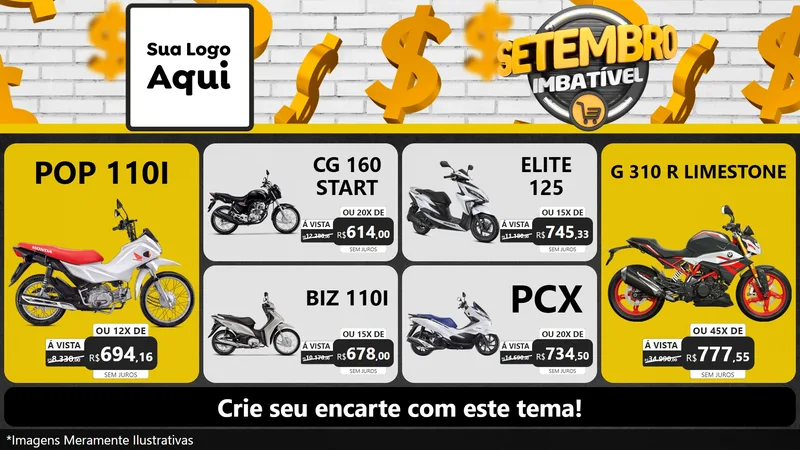Modelo de TV para TV Horizontal com o tema Setembro Imbatível para Concessionaria de Motos