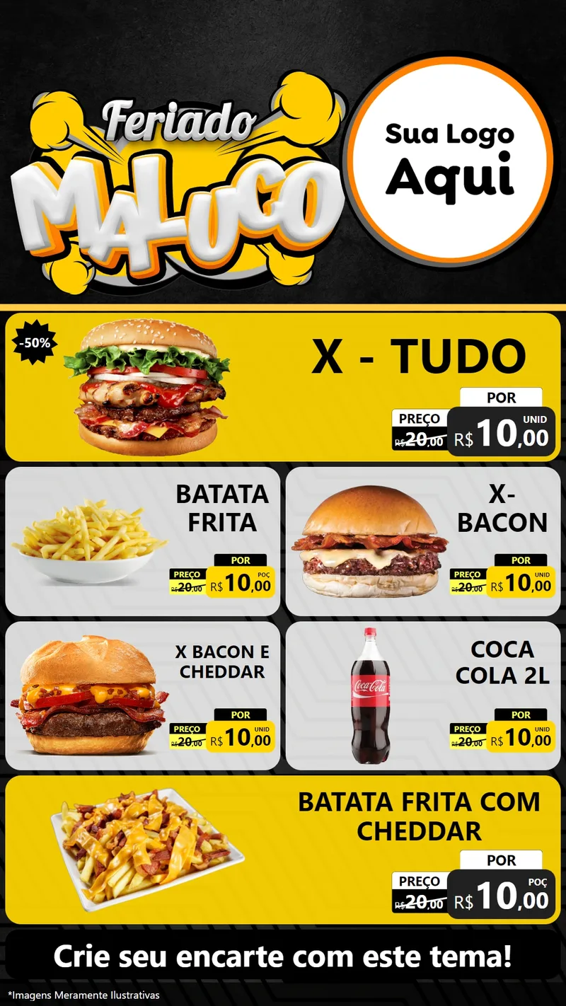 Modelo de TV para TV Vertical com o tema Feriado Maluco para Hamburgueria