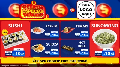 Modelo de TV para TV Horizontal com o tema Ofertas Especiais de Julho para Comida japonesa