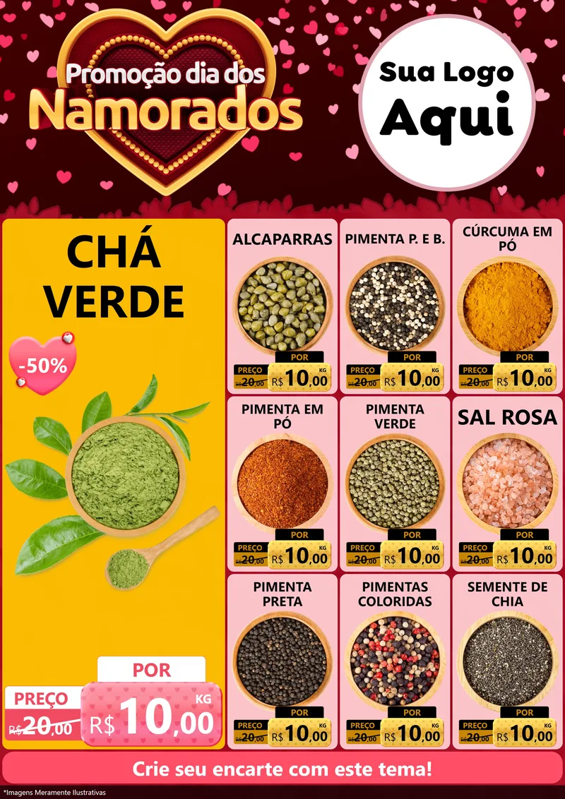 Modelo de Encarte para Encarte A4 Vertical com o tema Promoção Dia Dos Namorados para Produtos Naturais