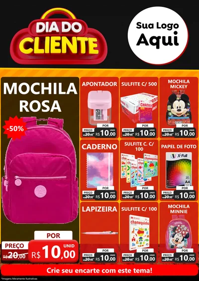 Modelo de Encarte para Encarte A4 Vertical com o tema Dia do Cliente para Papelaria