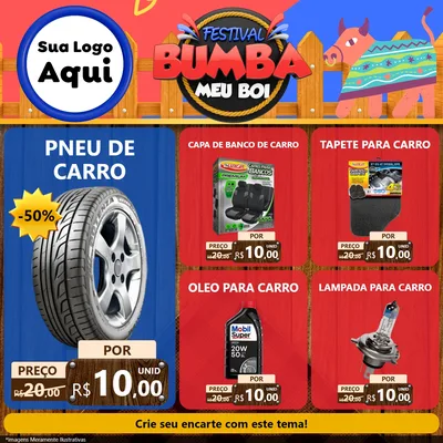 Modelo de Rede Social para Feed Facebook com o tema Festival Bumba Meu Boi para Auto peças