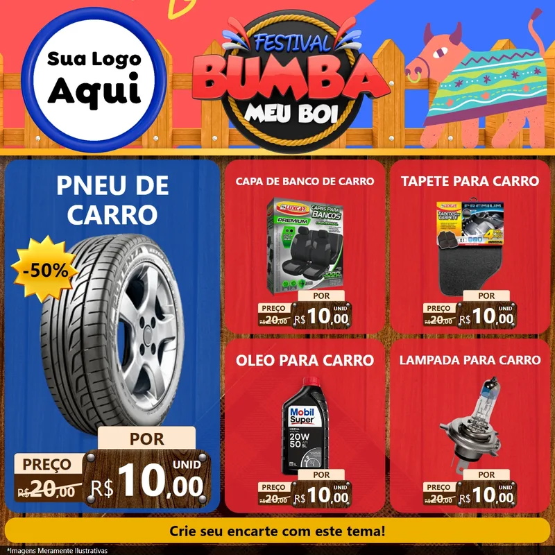 Modelo de Rede Social para Feed Facebook com o tema Festival Bumba Meu Boi para Auto peças