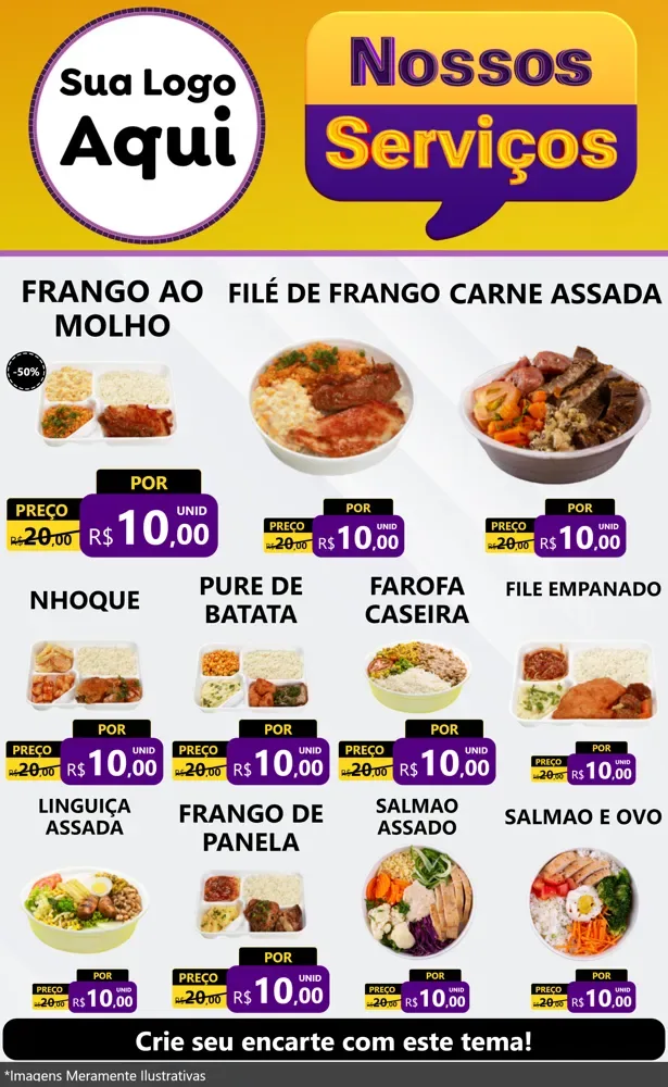 Modelo de Encarte para Encarte Grande com o tema Nossos Serviços para Restaurante