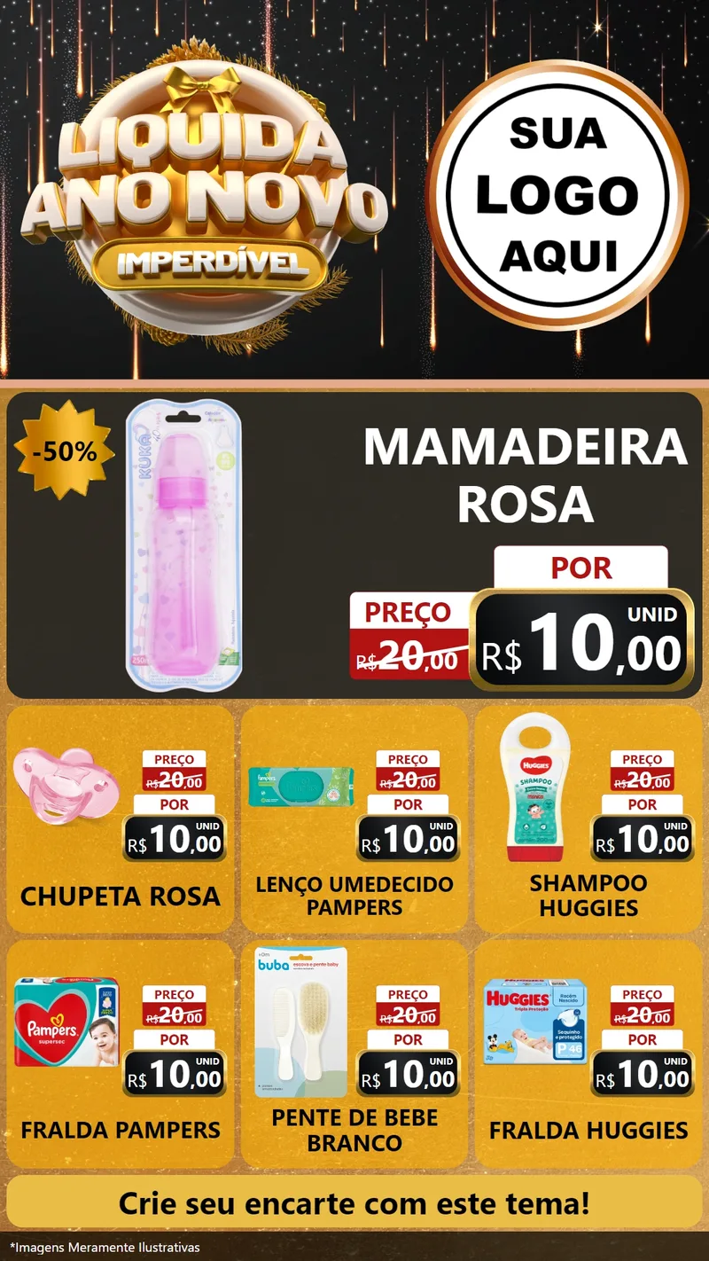 Modelo de Rede Social para Stories com o tema Liquida Ano Novo Imperdível para Bebês
