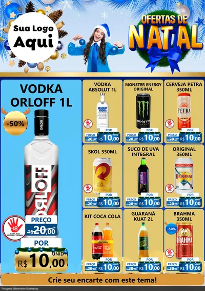 Modelo de Encarte para Encarte A4 Vertical com o tema Ofertas de Natal para Distribuidora de bebidas