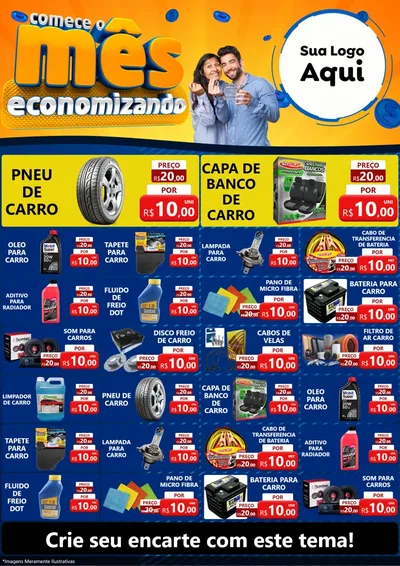 Modelo de Encarte para Encarte A4 Vertical com o tema Comece O Mês Economizando para Auto peças