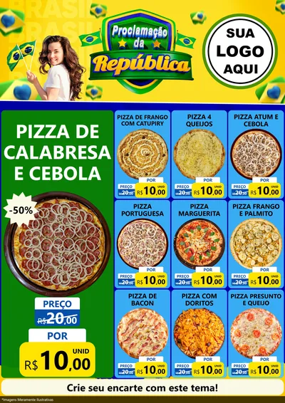 Modelo de Encarte para Encarte A4 Vertical com o tema Proclamação da República para Pizzaria