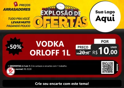 Modelo de Cartaz para Cartaz A4 Horizontal com o tema Explosão de Ofertas para Distribuidora de bebidas