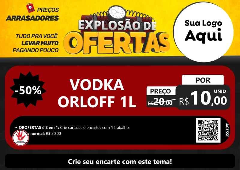 Modelo de Cartaz para Cartaz A4 Horizontal com o tema Explosão de Ofertas para Distribuidora de bebidas