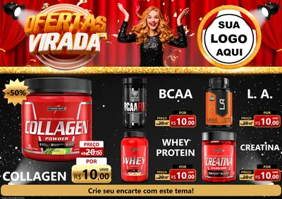 Modelo de Encarte para Encarte A4 Horizontal com o tema Ofertas da Virada para Suplementos alimentares