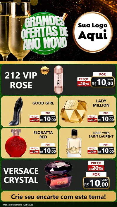 Modelo de TV para TV Vertical com o tema Grandes Ofertas de Ano Novo para Perfumes