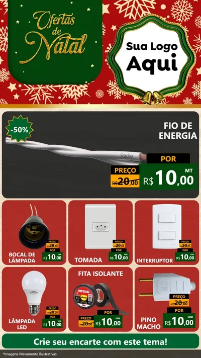 Modelo de Rede Social para Stories com o tema Natal de Ofertas para Materiais Elétricos