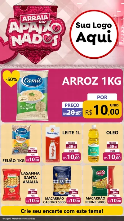 Modelo de Rede Social para Stories com o tema Arraiá dos Apaixonados - Junina para Supermercado
