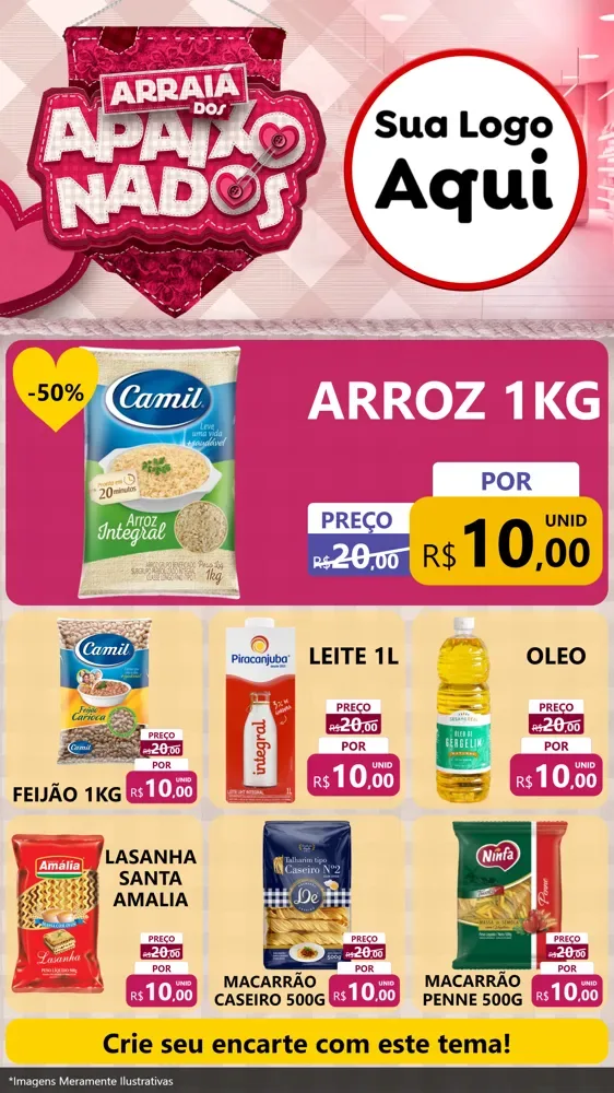 Modelo de Rede Social para Stories com o tema Arraiá dos Apaixonados - Junina para Supermercado