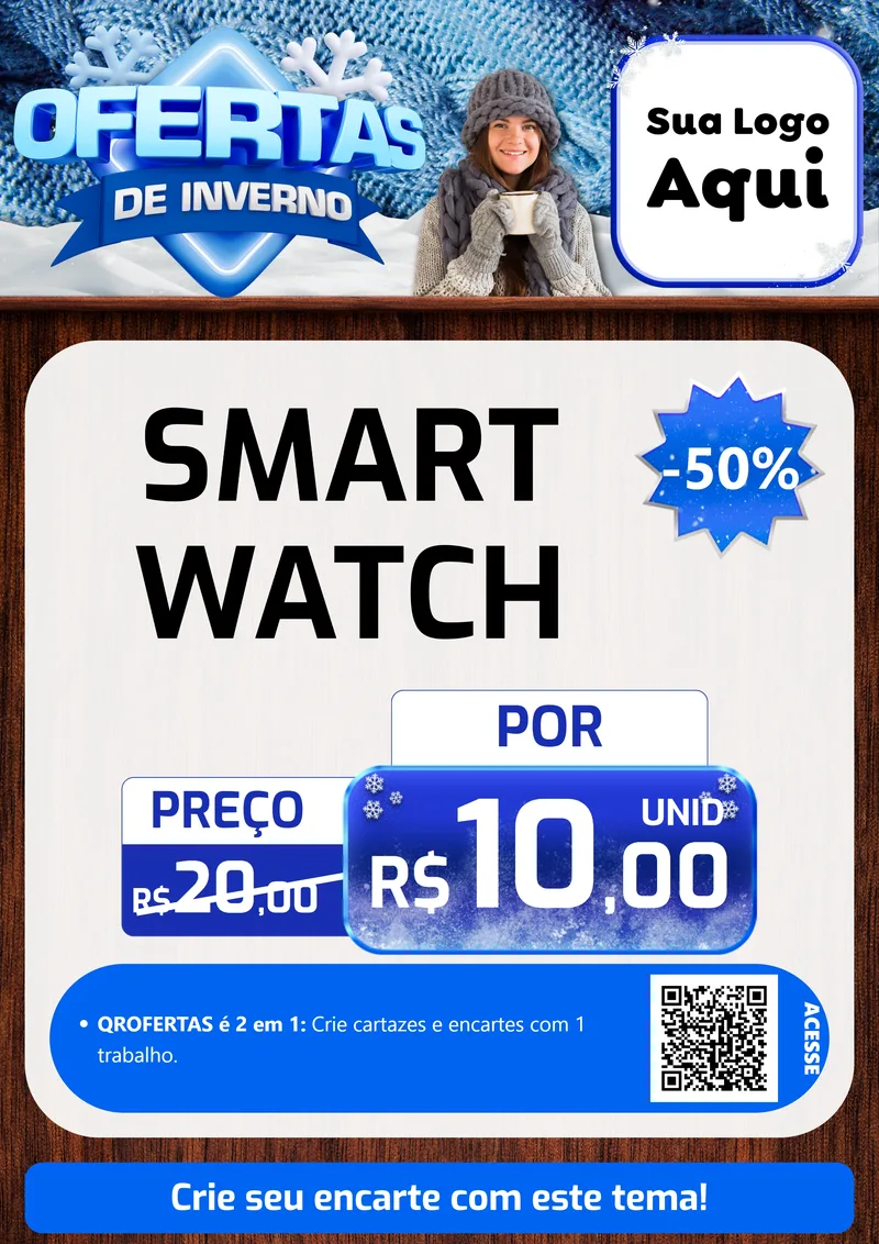 Modelo de Cartaz para Cartaz A4 Vertical com o tema Ofertas de Inverno para Informática