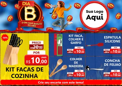 Modelo de Encarte para Encarte A4 Horizontal com o tema Dia B - O Dia Mais Barato Do Mês para Utilidades Domésticas