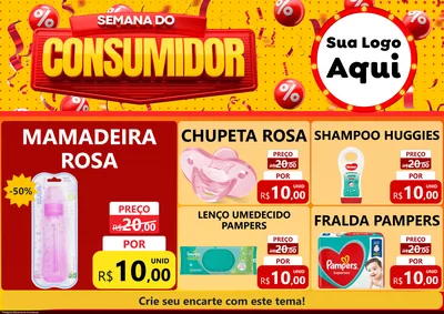 Modelo de Encarte para Encarte A4 Horizontal com o tema Semana do Consumidor para Bebês