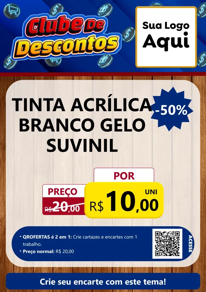 Modelo de Cartaz para Cartaz A4 Vertical com o tema Clube de Descontos para Tintas e Ferramentas