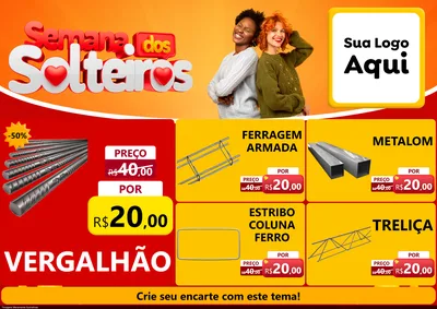 Modelo de Encarte para Encarte A4 Horizontal com o tema Semana dos Solteiros para Ferragens