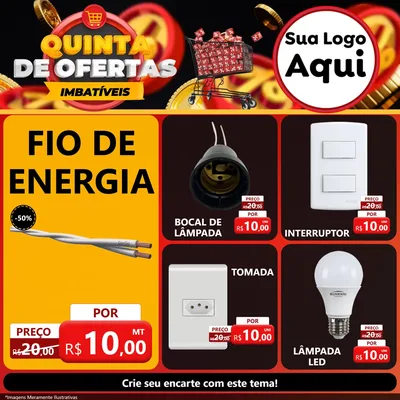 Modelo de Rede Social para Feed Facebook com o tema Quinta de Ofertas Imbatíveis para Materiais Elétricos