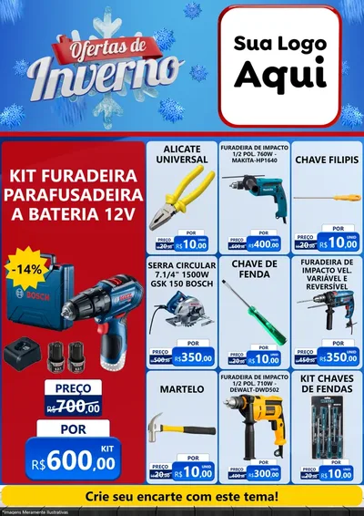 Modelo de Encarte para Encarte A4 Vertical com o tema Ofertas de Inverno para Maquinas e Ferramentas