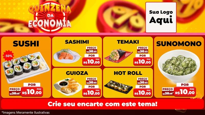 Modelo de TV para TV Horizontal com o tema Quinzena Da Economia para Comida japonesa