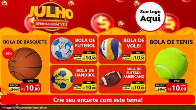 Modelo de TV para TV Horizontal com o tema Julho Ofertas Imbatíveis para Artigos Esportivos