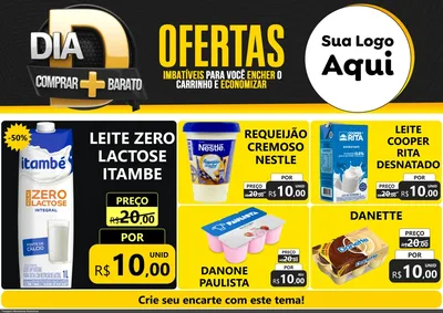 Modelo de Encarte para Encarte A4 Horizontal com o tema Dia D Mais Economia para Frios e Laticínios