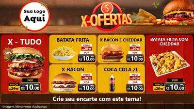 Modelo de TV para TV Horizontal com o tema X - Ofertas para Hamburgueria