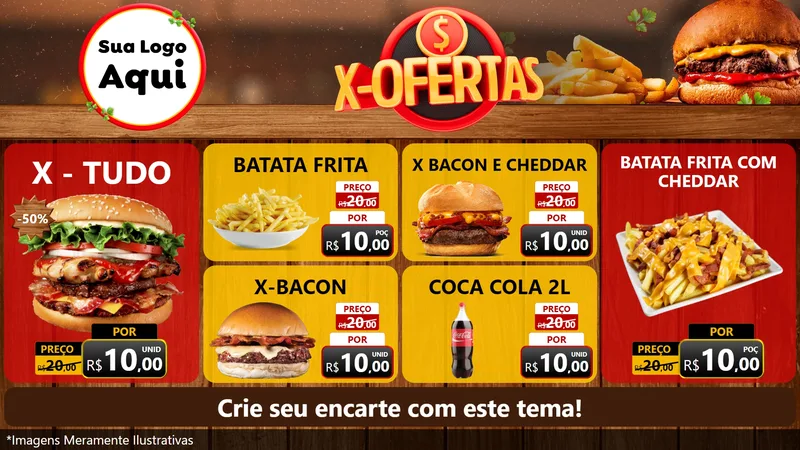 Modelo de TV para TV Horizontal com o tema X - Ofertas para Hamburgueria