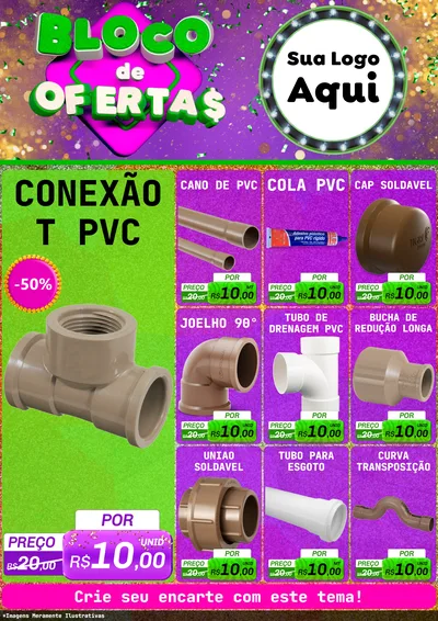 Modelo de Encarte para Encarte A4 Vertical com o tema Bloco de Ofertas para Tubos e conexões