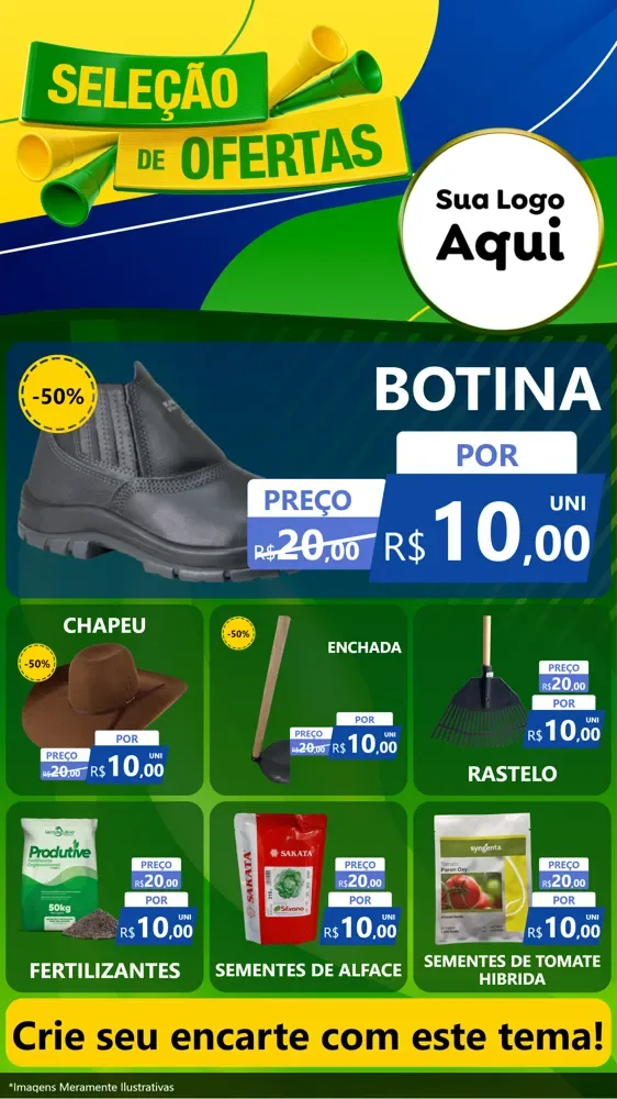 Modelo de Rede Social para Stories com o tema Seleção de Ofertas - Copa para Agropecuária