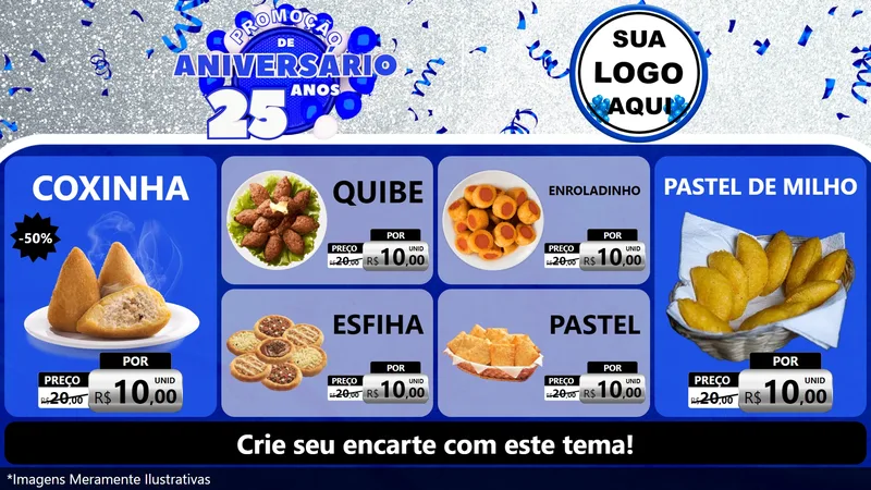 Modelo de TV para TV Horizontal com o tema Promoção de Aniversário - 25 Anos para Salgadaria
