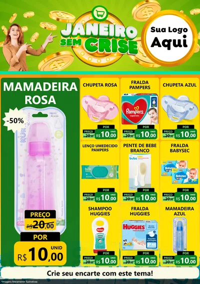 Modelo de Encarte para Encarte A4 Vertical com o tema Janeiro Sem Crise para Bebês