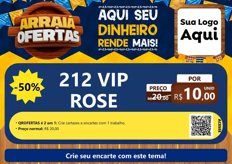 Modelo de Cartaz para Cartaz A4 Horizontal com o tema Arraiá de Ofertas - Junina para Perfumes