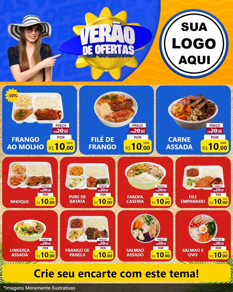 Modelo de Rede Social para Feed Instagram com o tema Verão de Ofertas para Restaurante