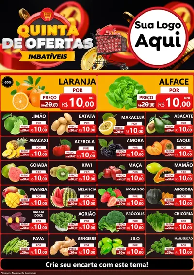 Modelo de Encarte para Encarte A4 Vertical com o tema Quinta de Ofertas Imbatíveis para Hortifrúti