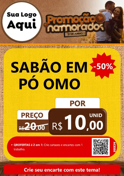 Modelo de Cartaz para Cartaz A4 Vertical com o tema Promoção Namorados para Produtos de Limpeza