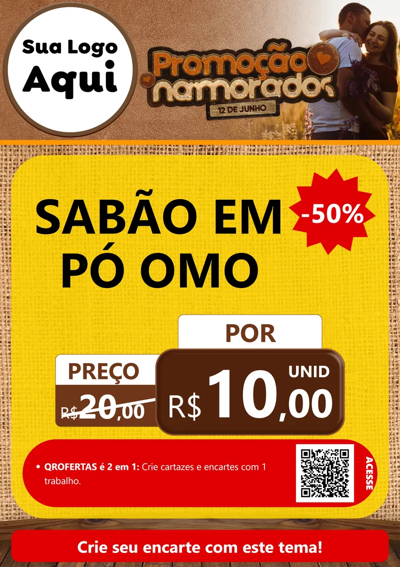 Modelo de Cartaz para Cartaz A4 Vertical com o tema Promoção Namorados para Produtos de Limpeza