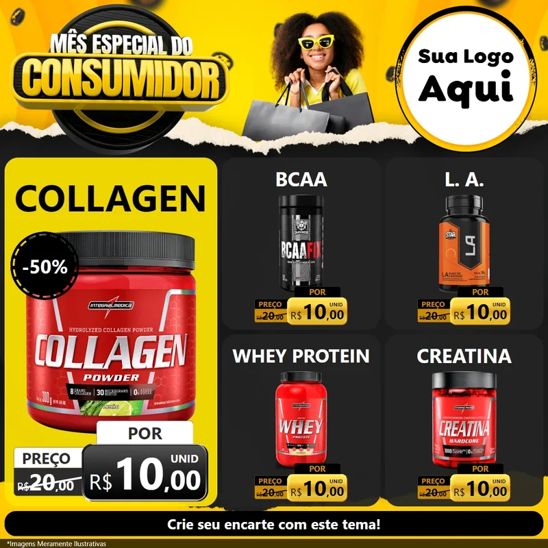 Modelo de Rede Social para Feed Facebook com o tema Mês Especial do Consumidor para Suplementos alimentares