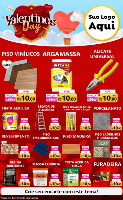 Modelo de Encarte para Encarte Grande com o tema Valentine's Day para Material para Construção