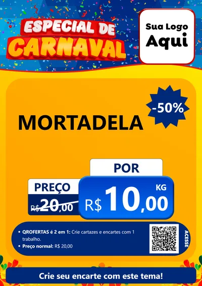 Modelo de Cartaz para Cartaz A4 Vertical com o tema Especial de Carnaval para Frios e Laticínios