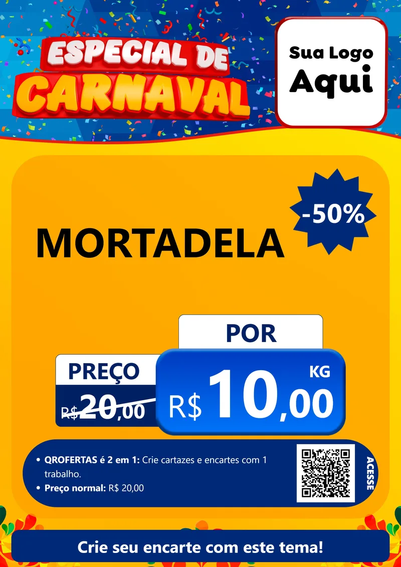 Modelo de Cartaz para Cartaz A4 Vertical com o tema Especial de Carnaval para Frios e Laticínios