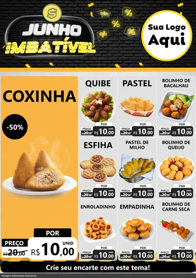 Modelo de Encarte para Encarte A4 Vertical com o tema Junho Imbatível para Salgadaria