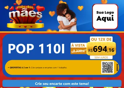 Modelo de Cartaz para Cartaz A4 Horizontal com o tema Mês das Mães para Concessionaria de Motos
