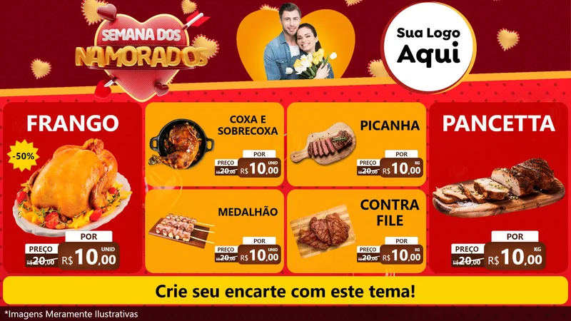 Modelo de TV para TV Horizontal com o tema Semana dos Namorados para Assados