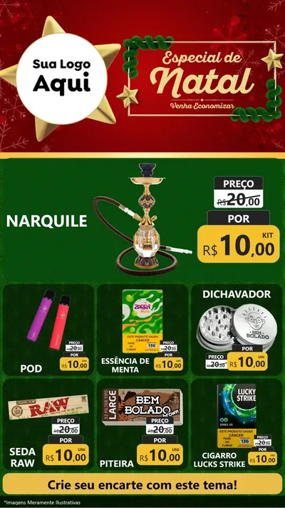 Modelo de Rede Social para Stories com o tema Especial de Natal para Tabacaria